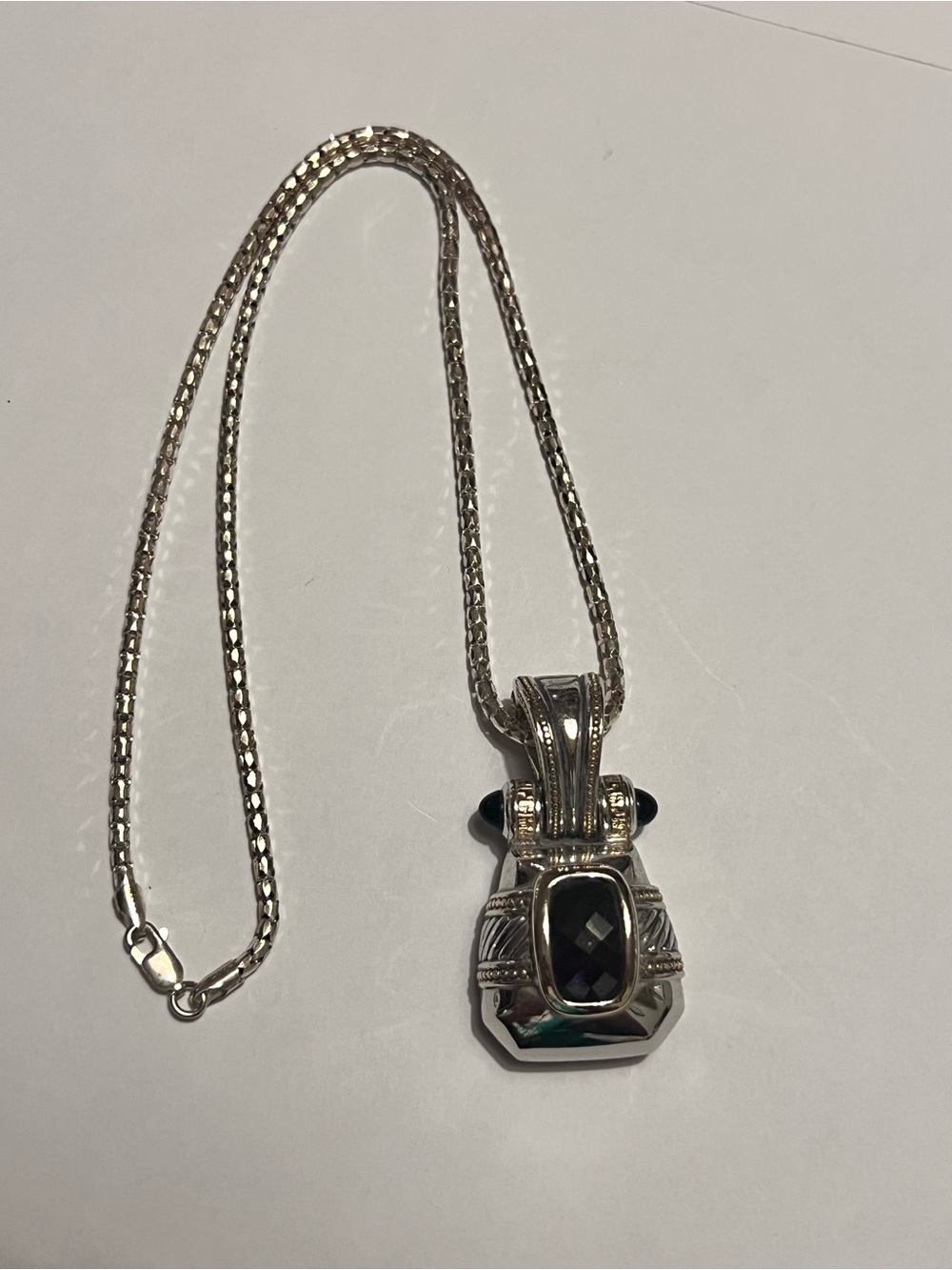 Stunning renaissance style pendant with purple stones on sterling silver chain